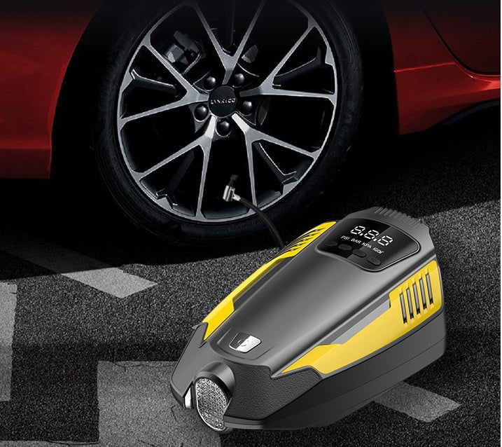 Portable air pump for inflating bicycle, car, and motorcycle tires