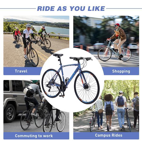 24-Speed Hybrid Road Bike with 700C disc brake, suitable for both men and women, ideal for city riding.