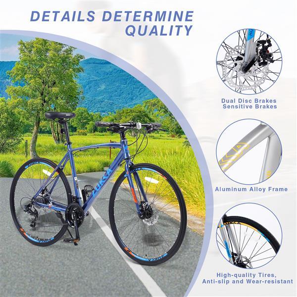 24-Speed Hybrid Road Bike with 700C disc brake, suitable for both men and women, ideal for city riding.