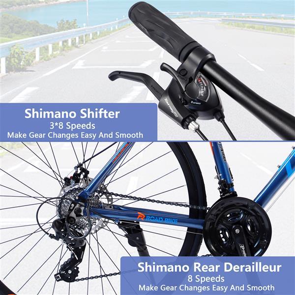24-Speed Hybrid Road Bike with 700C disc brake, suitable for both men and women, ideal for city riding.