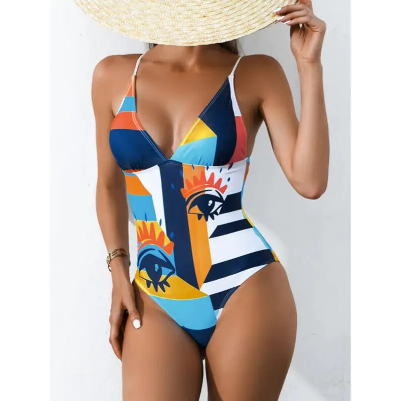 2022 Women's Deep V Triangle Swimsuit with Demon Eyes