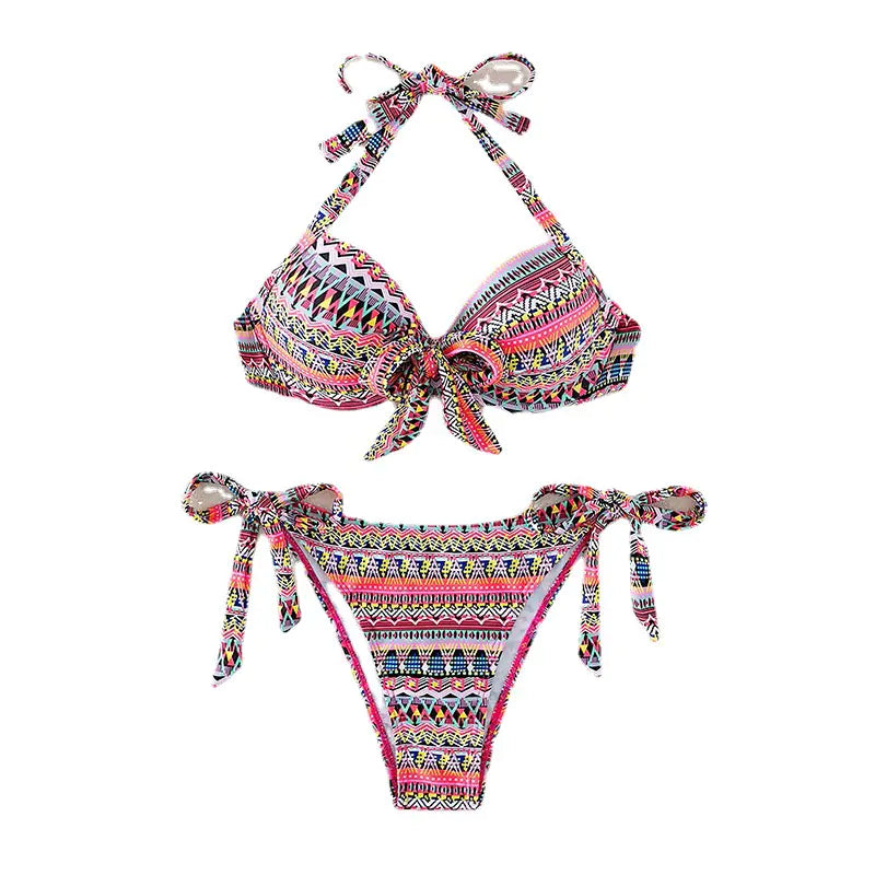 2023 Women's High-Waist Bikini with Neck Tie