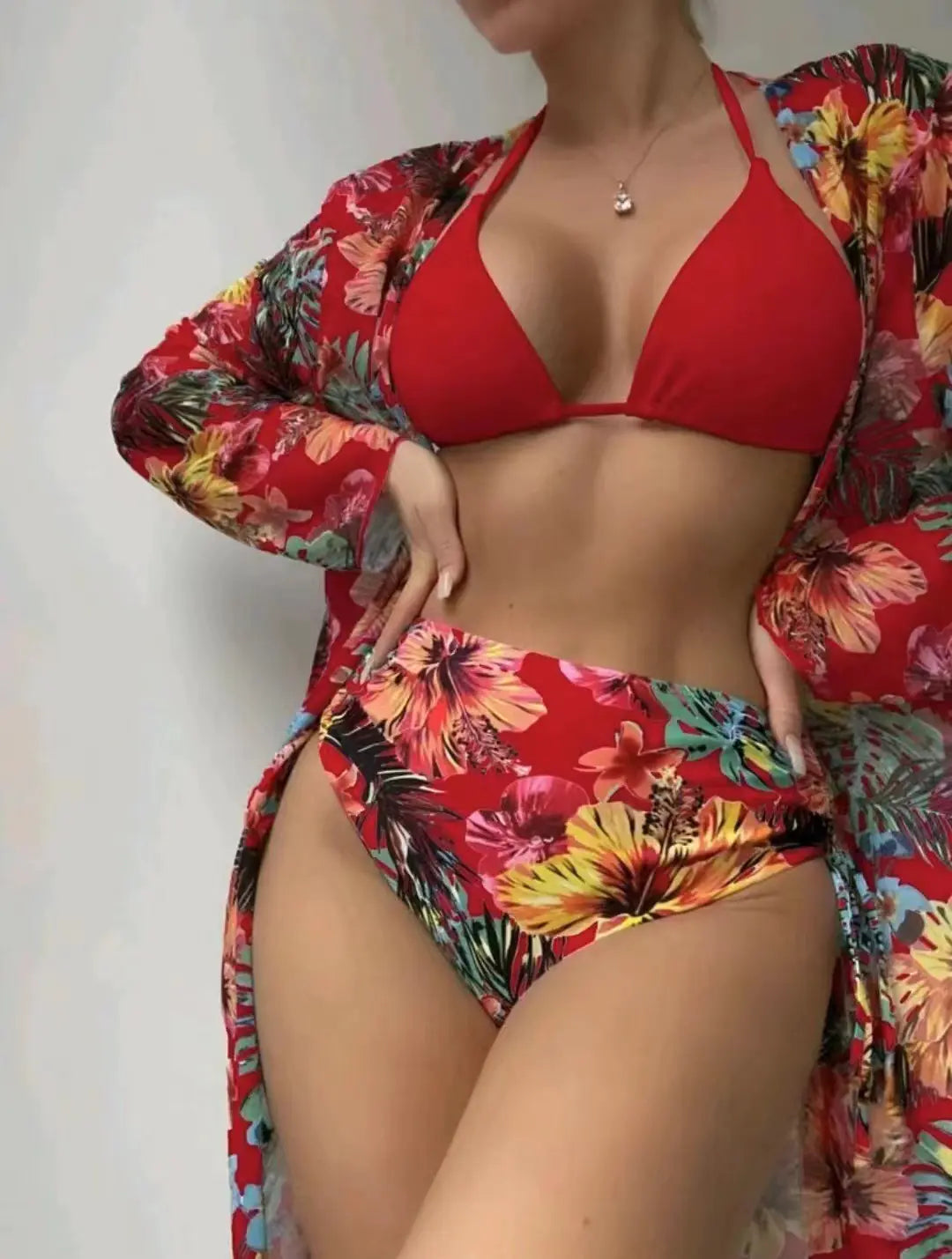 2023 New Women's Three-Piece Printed Bikini Set
