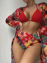 2023 New Women's Three-Piece Printed Bikini Set