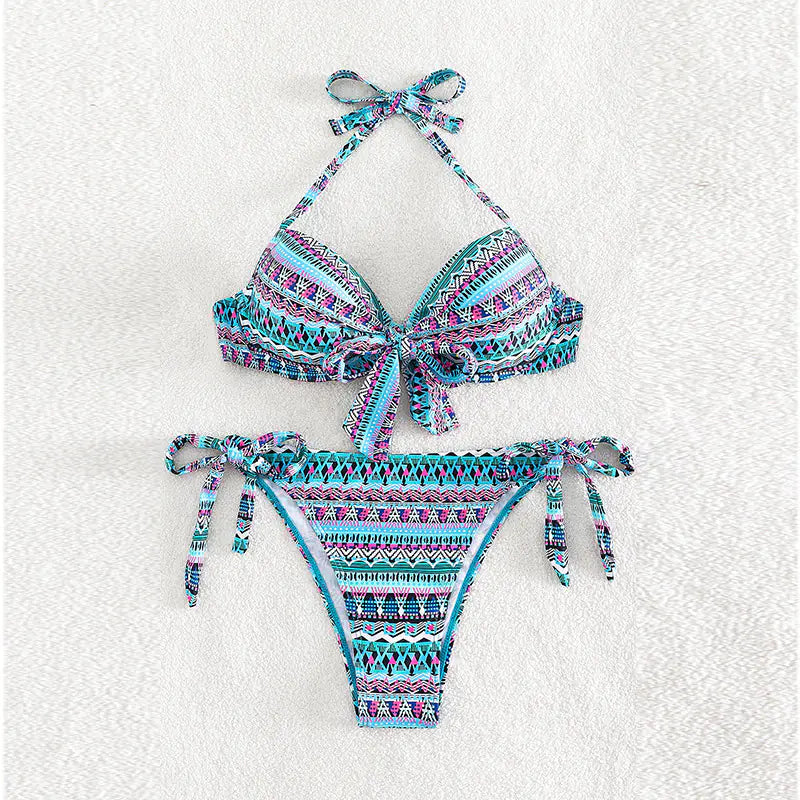 2023 Women's High-Waist Bikini with Neck Tie