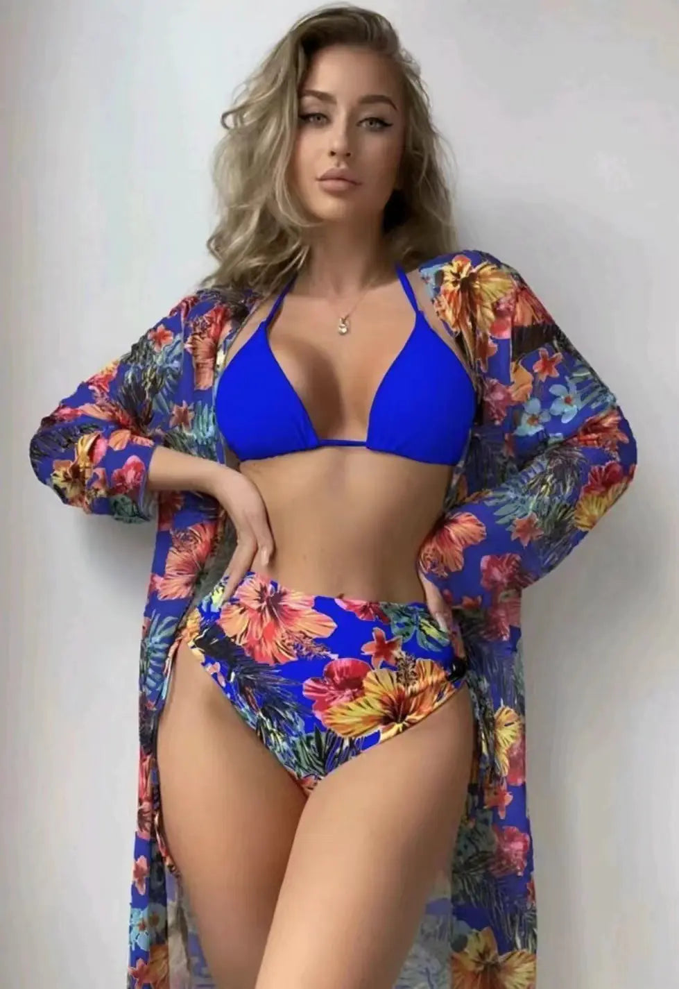 2023 New Women's Three-Piece Printed Bikini Set