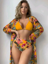 2023 New Women's Three-Piece Printed Bikini Set