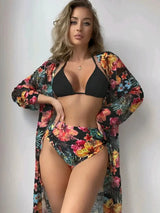 2023 New Women's Three-Piece Printed Bikini Set