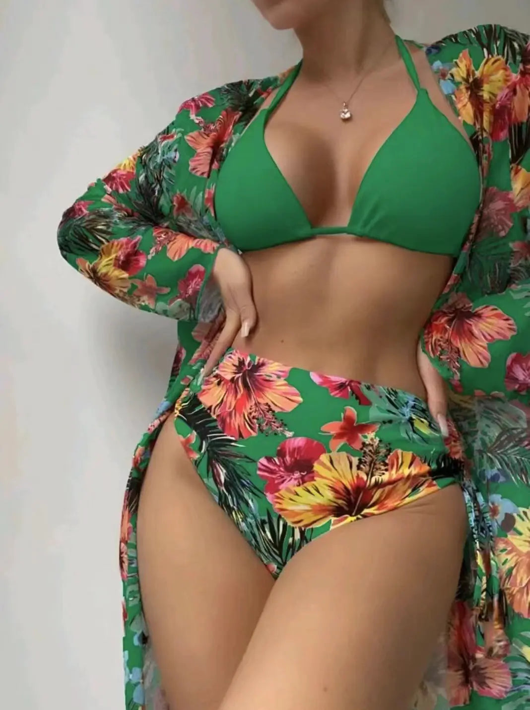 2023 New Women's Three-Piece Printed Bikini Set