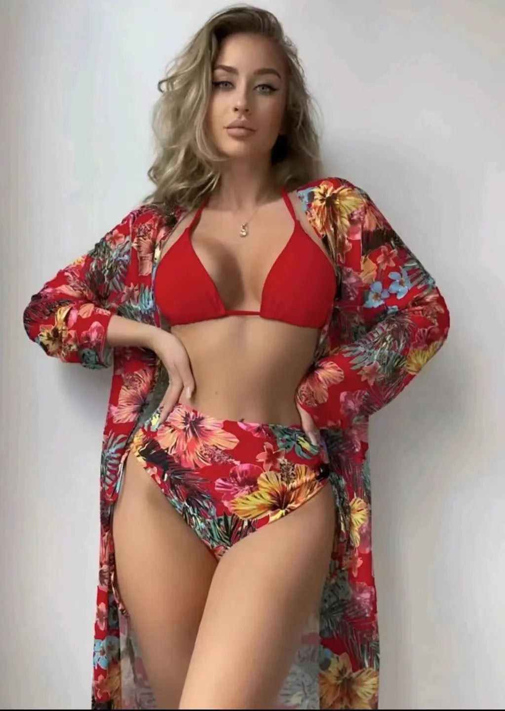2023 New Women's Three-Piece Printed Bikini Set