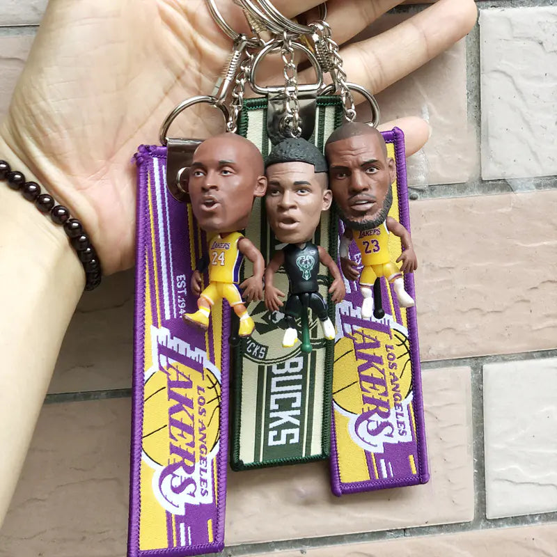 NBA Lakers Keychain Figurines: Kobe, LeBron, Kyrie, Curry
