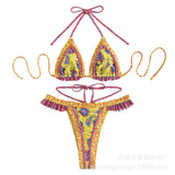 2022 Yellow Strappy Bikini Swimsuit for Women