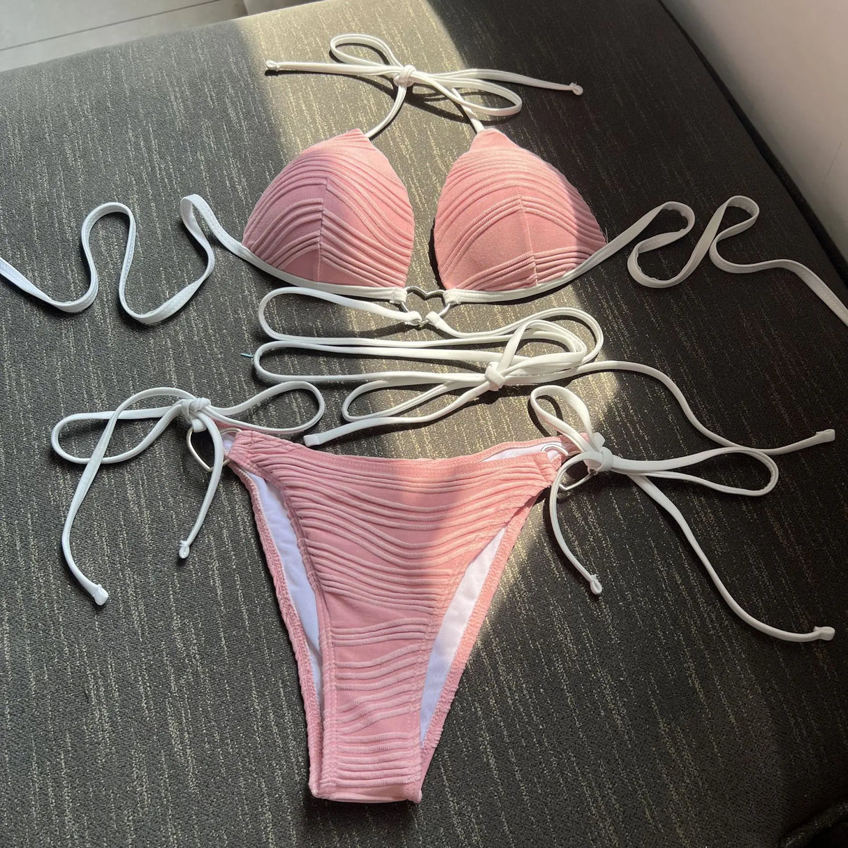 2022 Sexy Heart-Shaped Drawstring Bikini Swimsuit