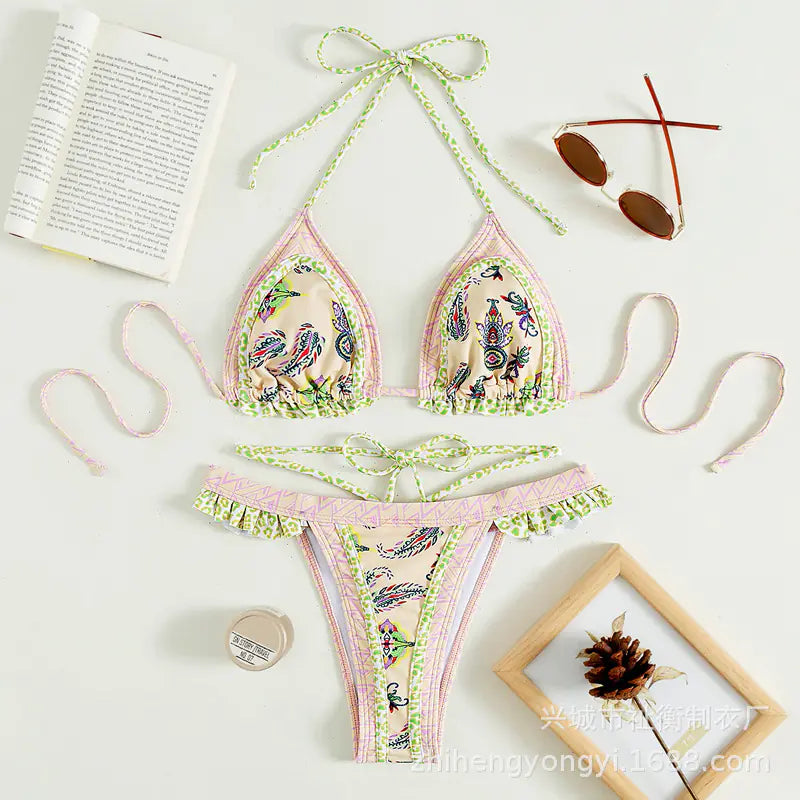 2022 Yellow Strappy Bikini Swimsuit for Women