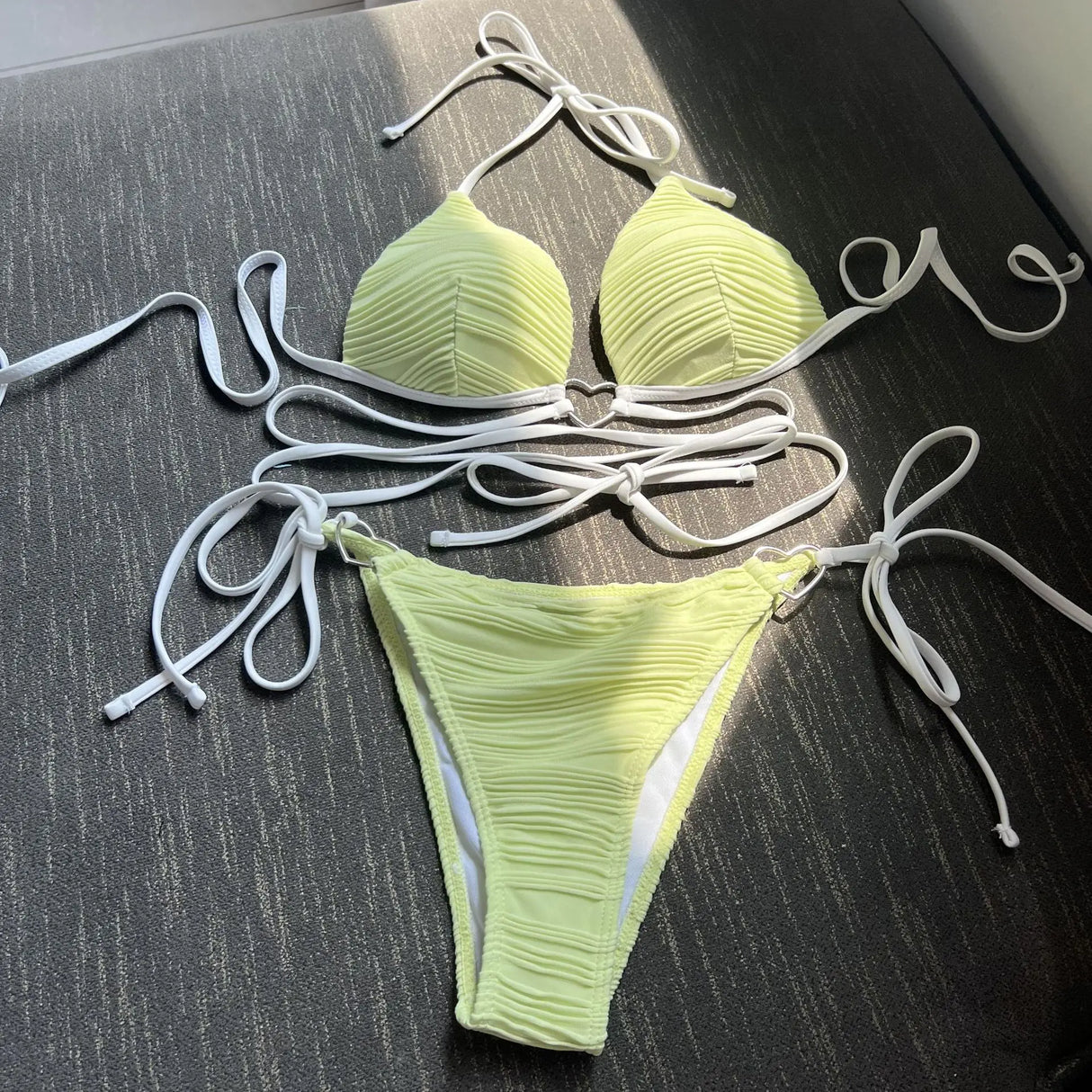 2022 Sexy Heart-Shaped Drawstring Bikini Swimsuit