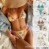 2022 Yellow Strappy Bikini Swimsuit for Women