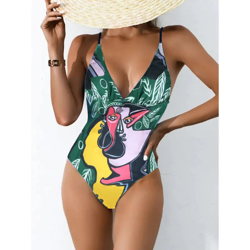 2022 Women's Deep V Triangle Swimsuit with Demon Eyes